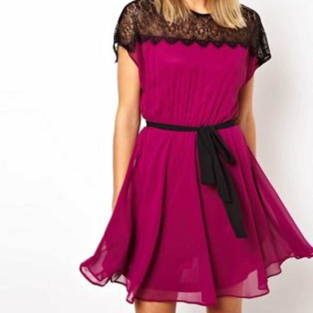 ASOS Scallop Lace Panel Skater Dress